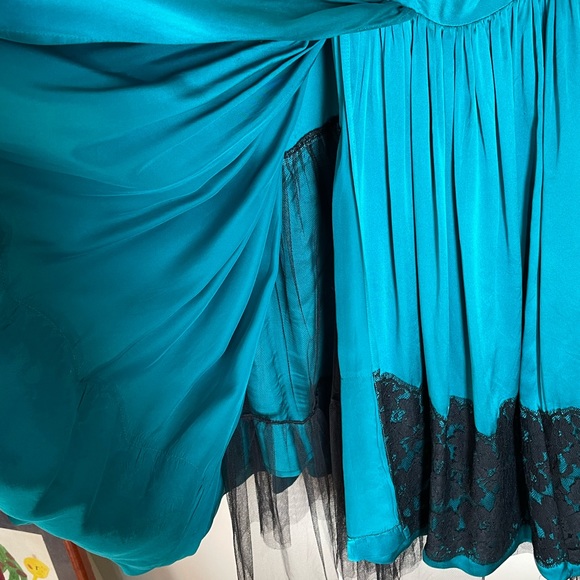 Anthropologie teal silk dress - Picture 4 of 7